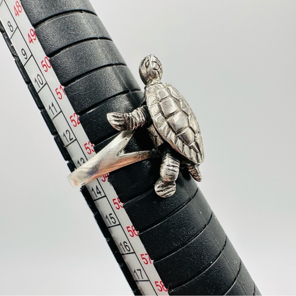 STERLING SILVER 925 Vintage Moveable Turtle Ring, Size 6.75 - Picture 9 of 13